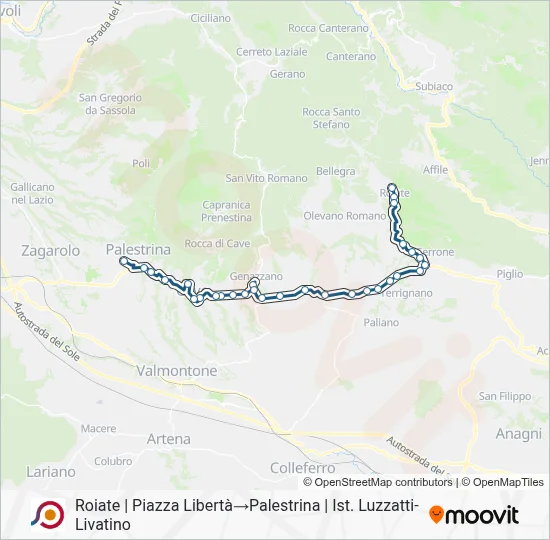 Percorso linea bus COTRAL