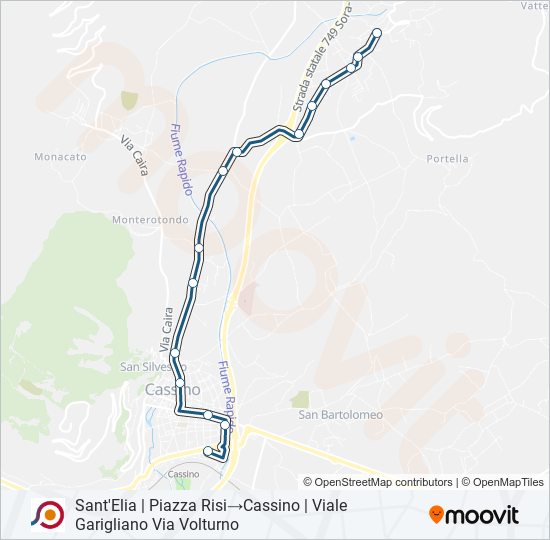 Percorso linea bus COTRAL