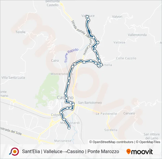 Percorso linea bus COTRAL