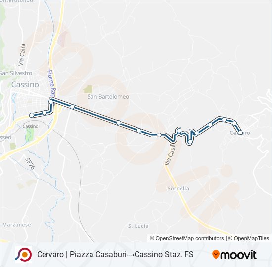 Percorso linea bus COTRAL