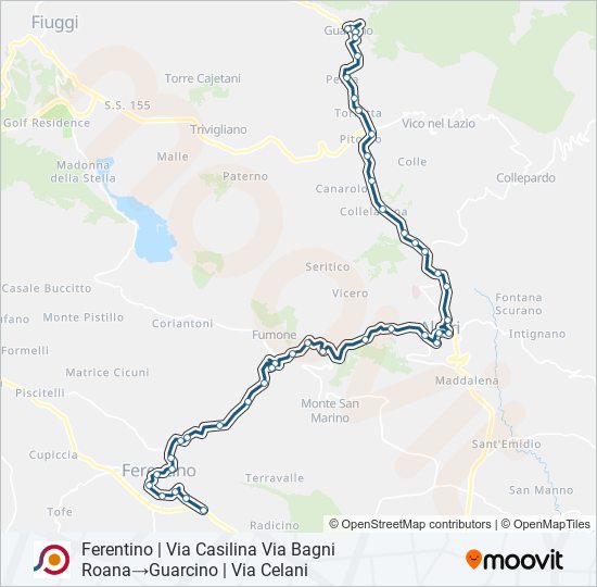 Percorso linea bus COTRAL