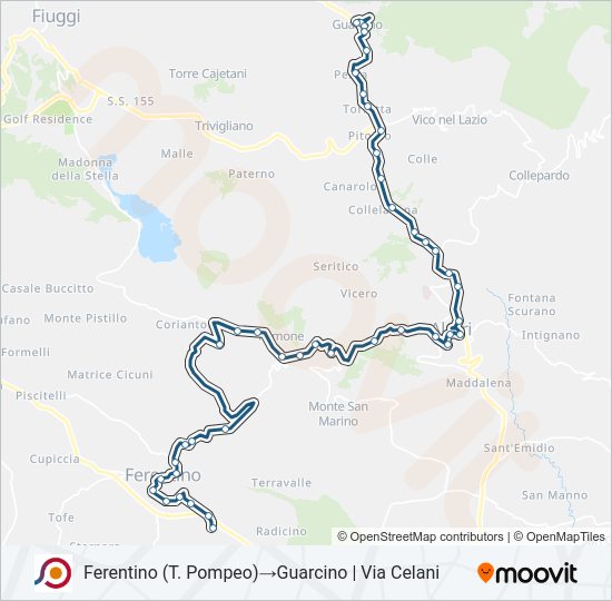 Percorso linea bus COTRAL