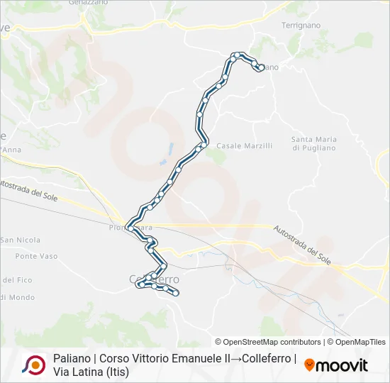 Percorso linea bus COTRAL