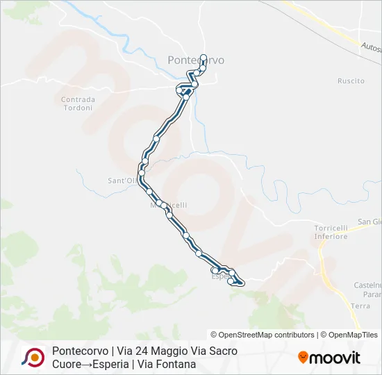 Percorso linea bus COTRAL
