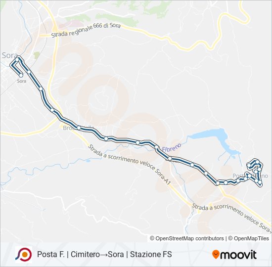 Percorso linea bus COTRAL