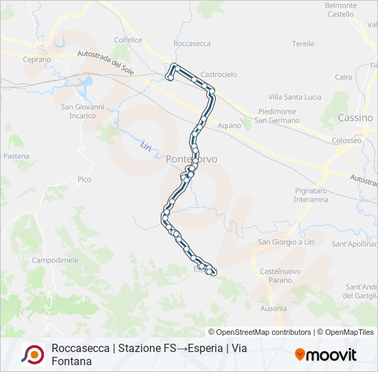 Percorso linea bus COTRAL