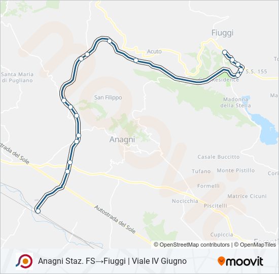 Percorso linea bus COTRAL