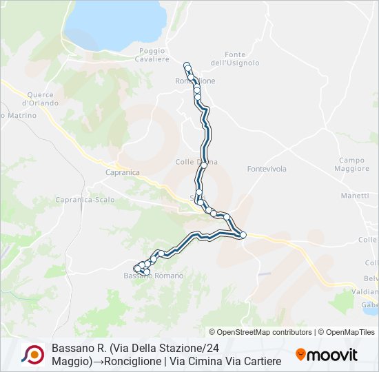 Percorso linea bus COTRAL