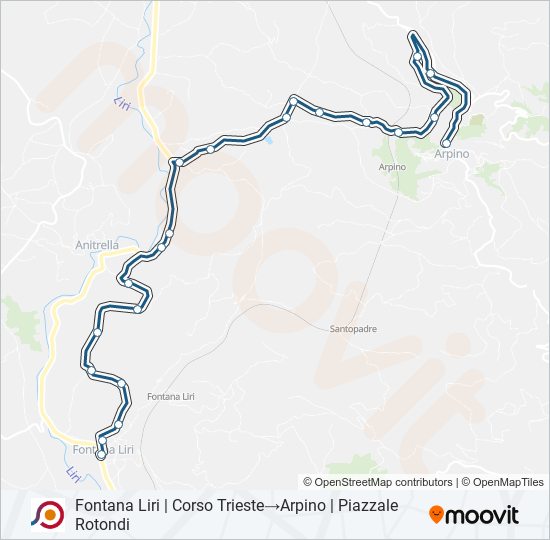 Percorso linea bus COTRAL