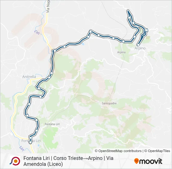 Percorso linea bus COTRAL
