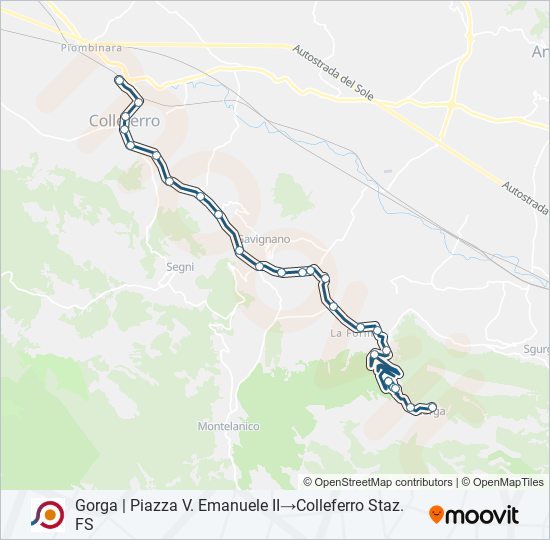 Percorso linea bus COTRAL