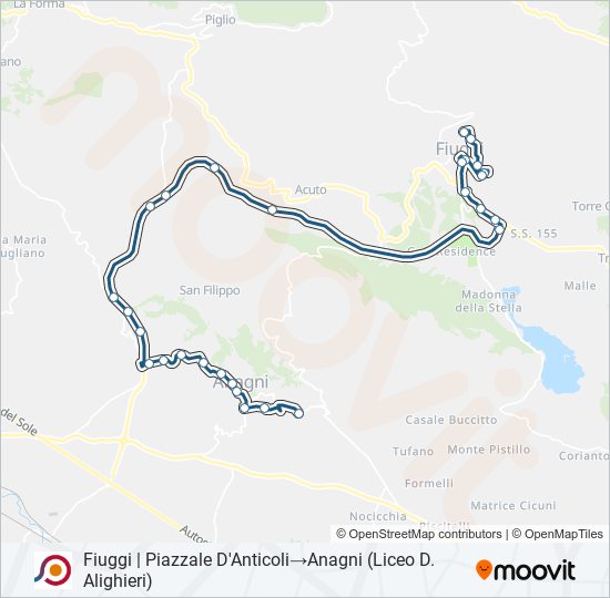 Percorso linea bus COTRAL