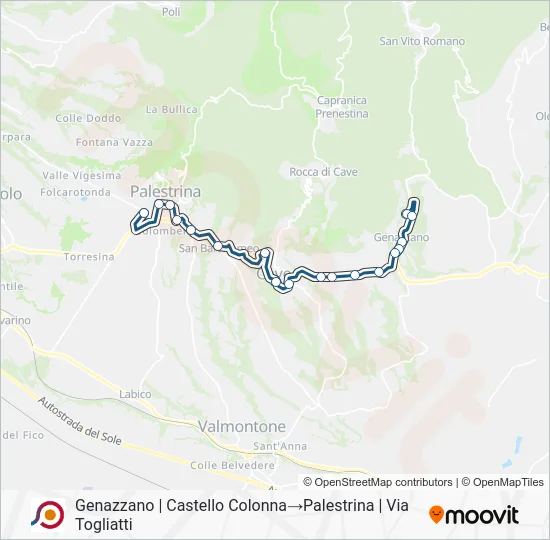 Percorso linea bus COTRAL