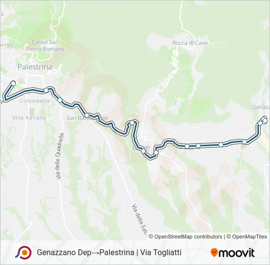 Percorso linea bus COTRAL