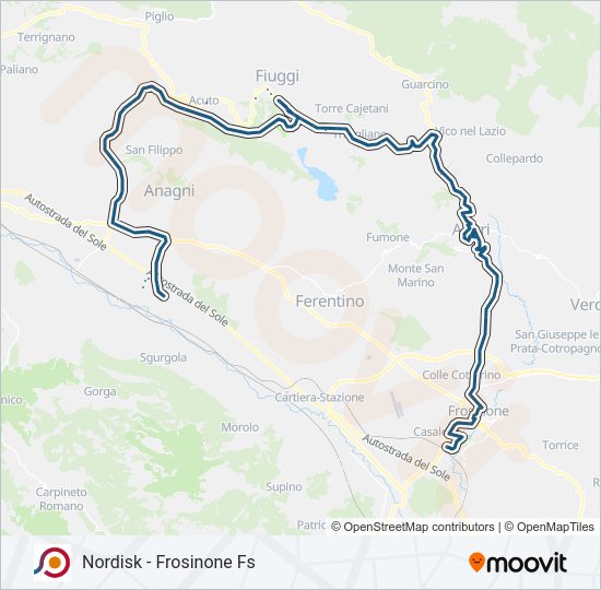 Percorso linea bus COTRAL