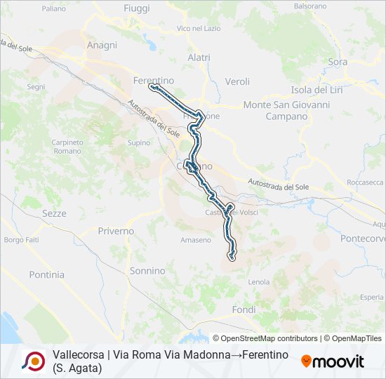 Percorso linea bus COTRAL