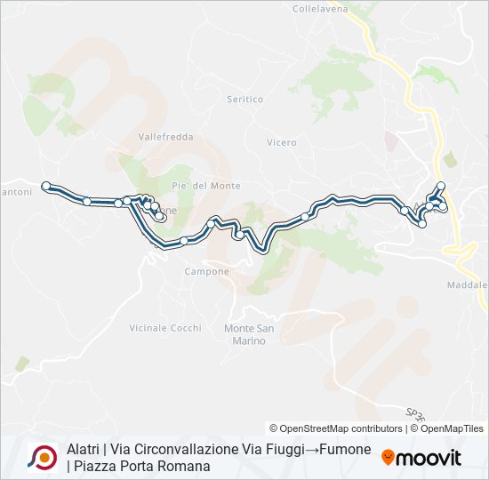 Percorso linea bus COTRAL