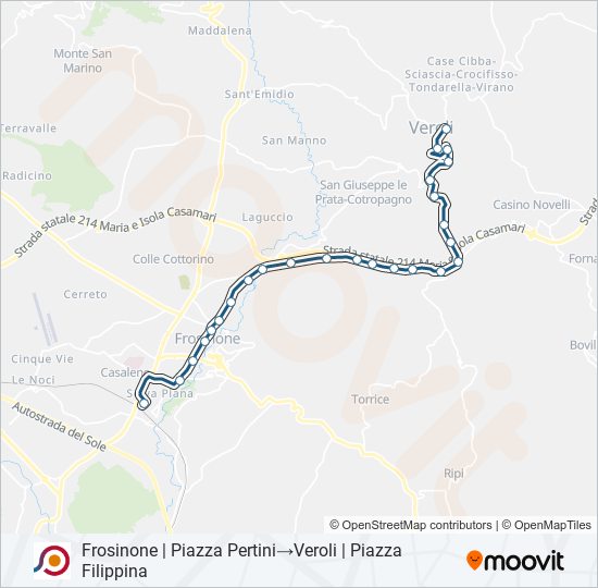 Percorso linea bus COTRAL