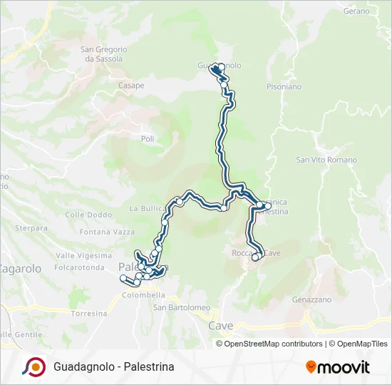 Percorso linea bus COTRAL