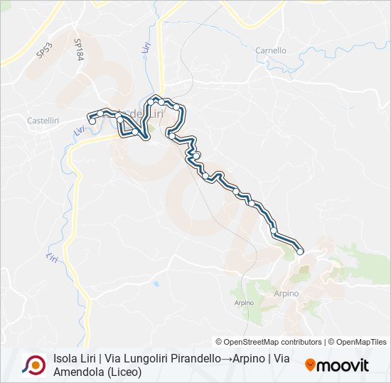 Percorso linea bus COTRAL