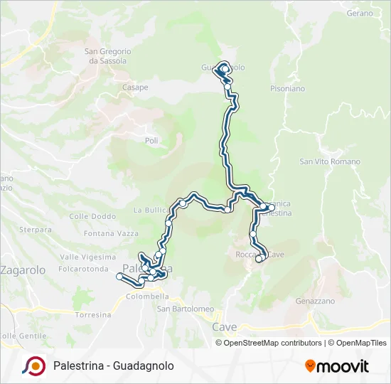 Percorso linea bus COTRAL