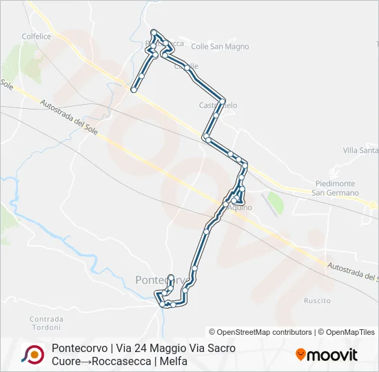 Percorso linea bus COTRAL