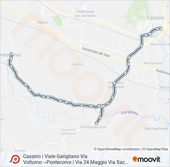 Percorso linea bus COTRAL