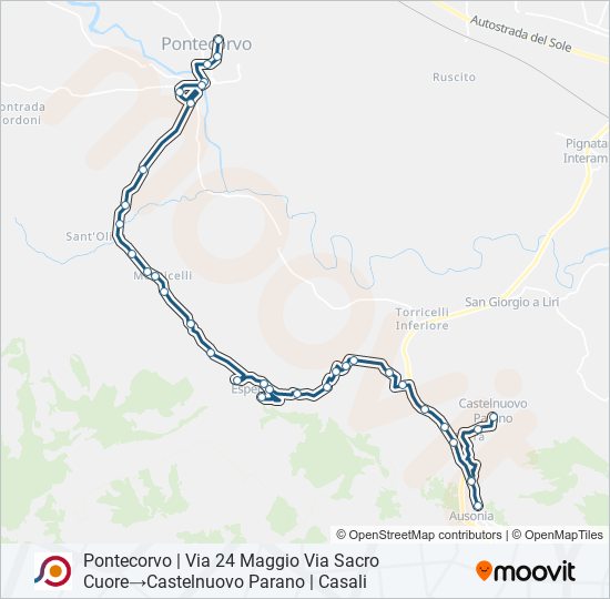 Percorso linea bus COTRAL