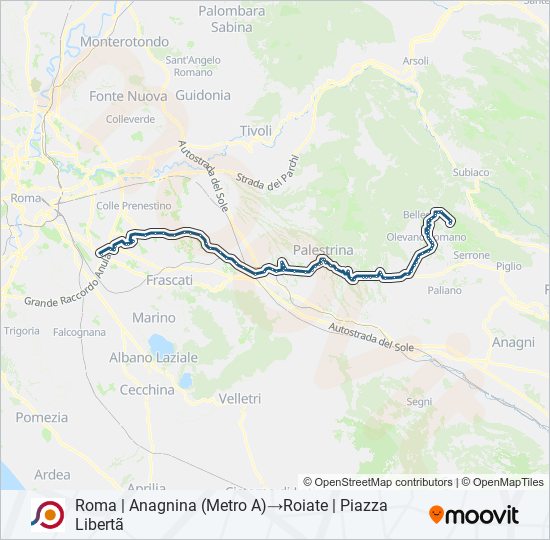 Percorso linea bus COTRAL