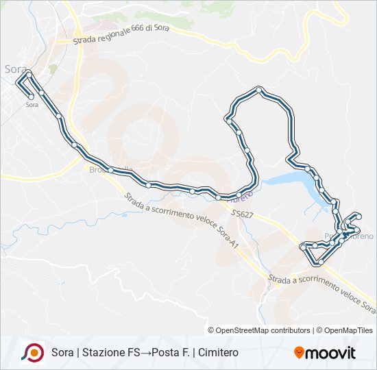 Percorso linea bus COTRAL