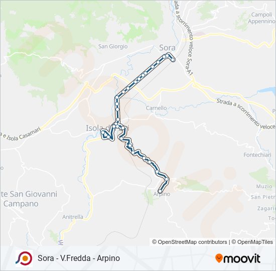 Percorso linea bus COTRAL