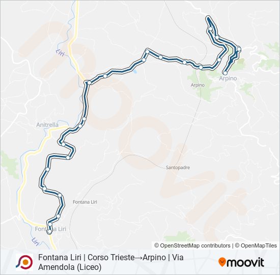 Percorso linea bus COTRAL