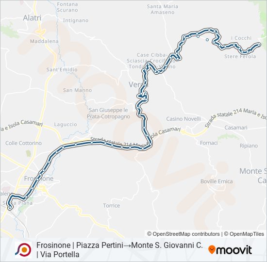 Percorso linea bus COTRAL