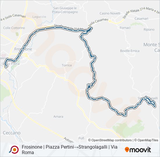 Percorso linea bus COTRAL