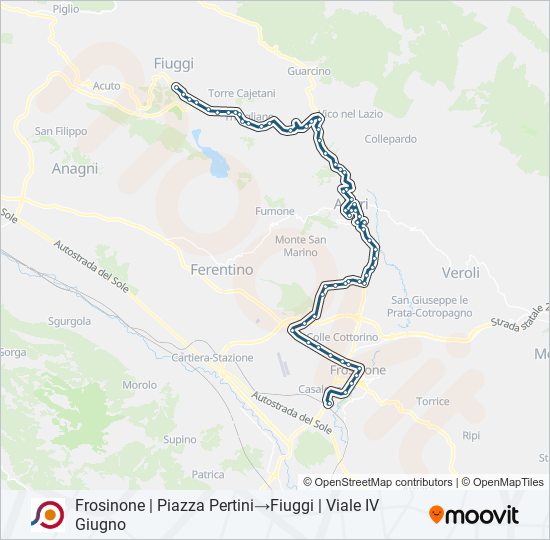 Percorso linea bus COTRAL