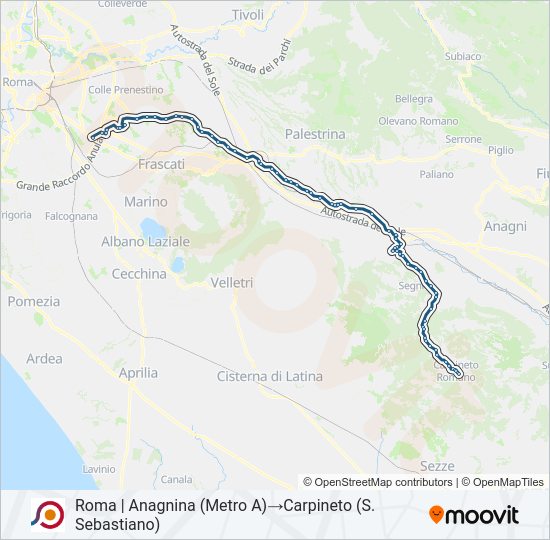 Percorso linea bus COTRAL