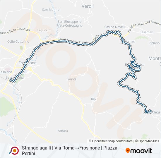 Percorso linea bus COTRAL