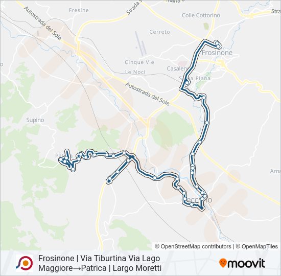 Percorso linea bus COTRAL