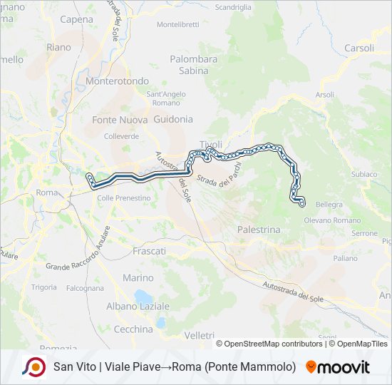 Percorso linea bus COTRAL