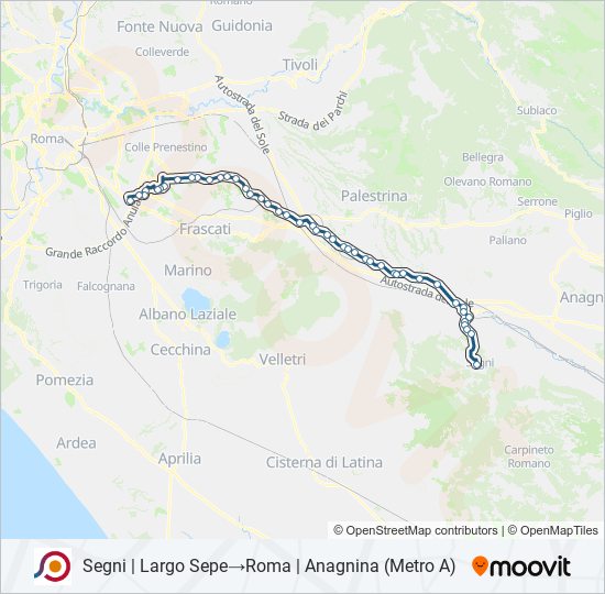 Percorso linea bus COTRAL