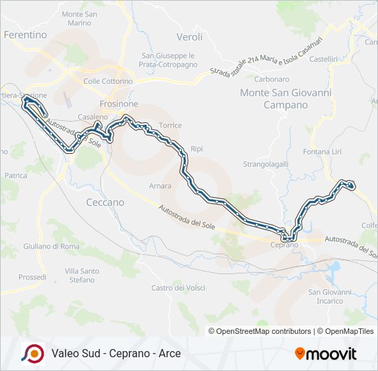 Percorso linea bus COTRAL