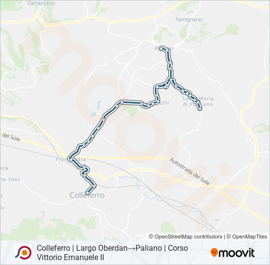 Percorso linea bus COTRAL