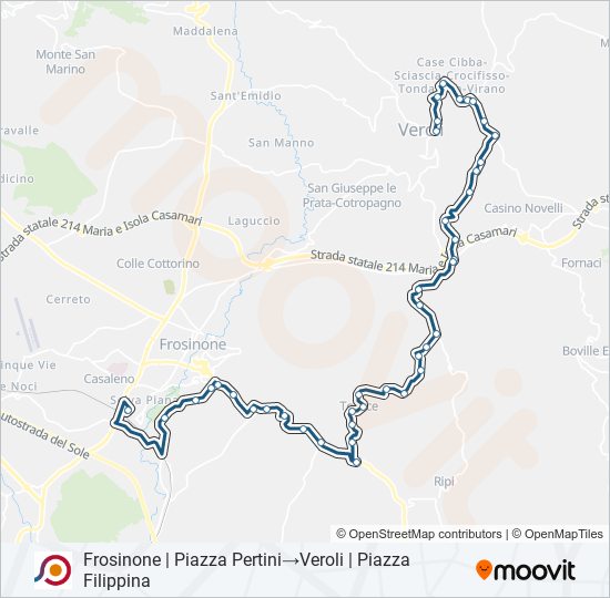 Percorso linea bus COTRAL