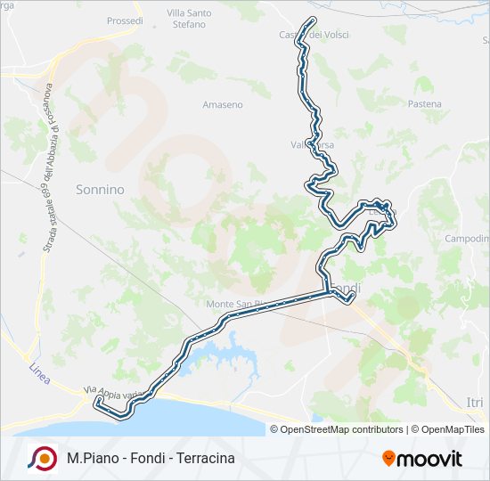 Percorso linea bus COTRAL