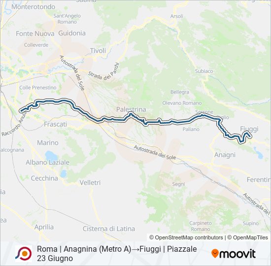 Percorso linea bus COTRAL