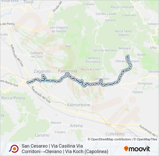 Percorso linea bus COTRAL