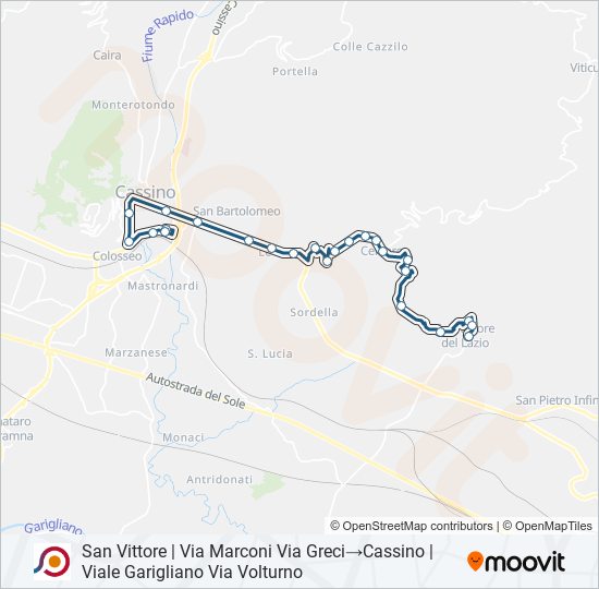 Percorso linea bus COTRAL