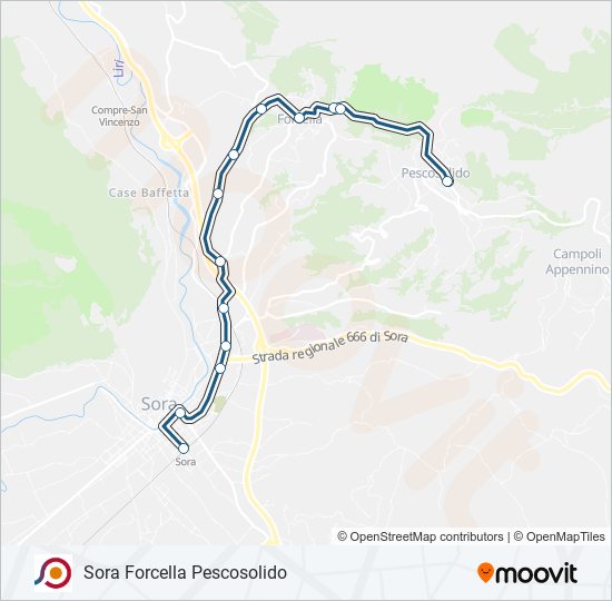 Percorso linea bus COTRAL