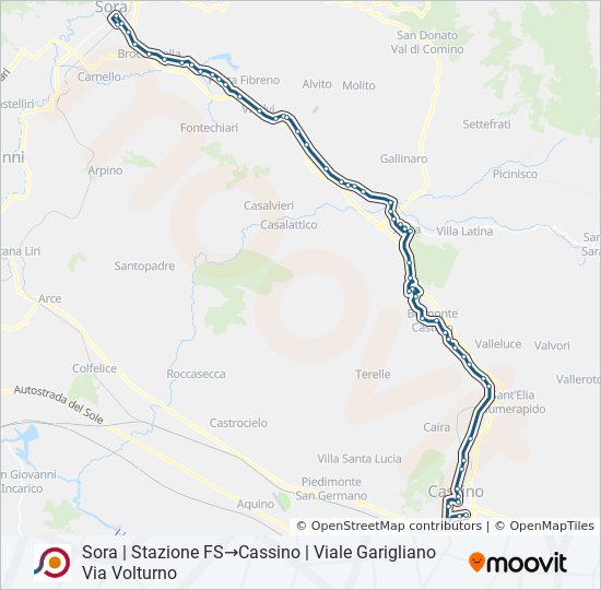 Percorso linea bus COTRAL