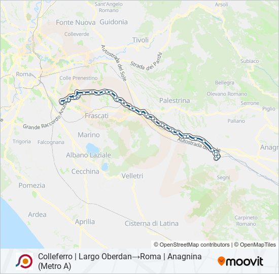 Percorso linea bus COTRAL